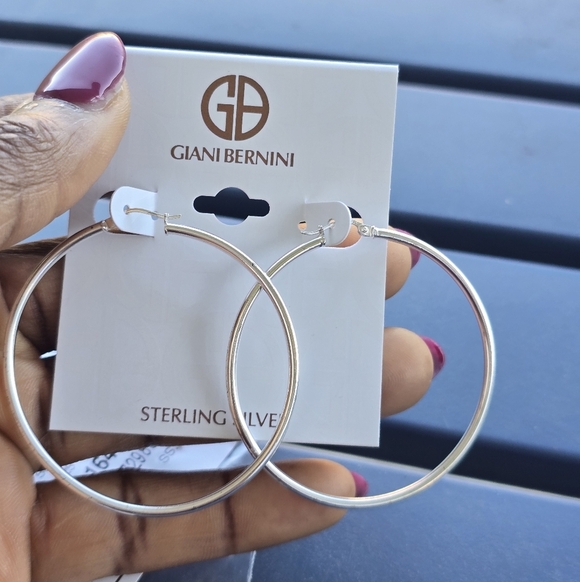 $100 Giani Bernini Sterling Silver Hoop Earrings Women New 50MM - Picture 2 of 9